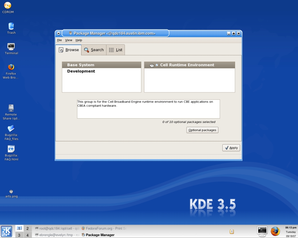 First installation screen