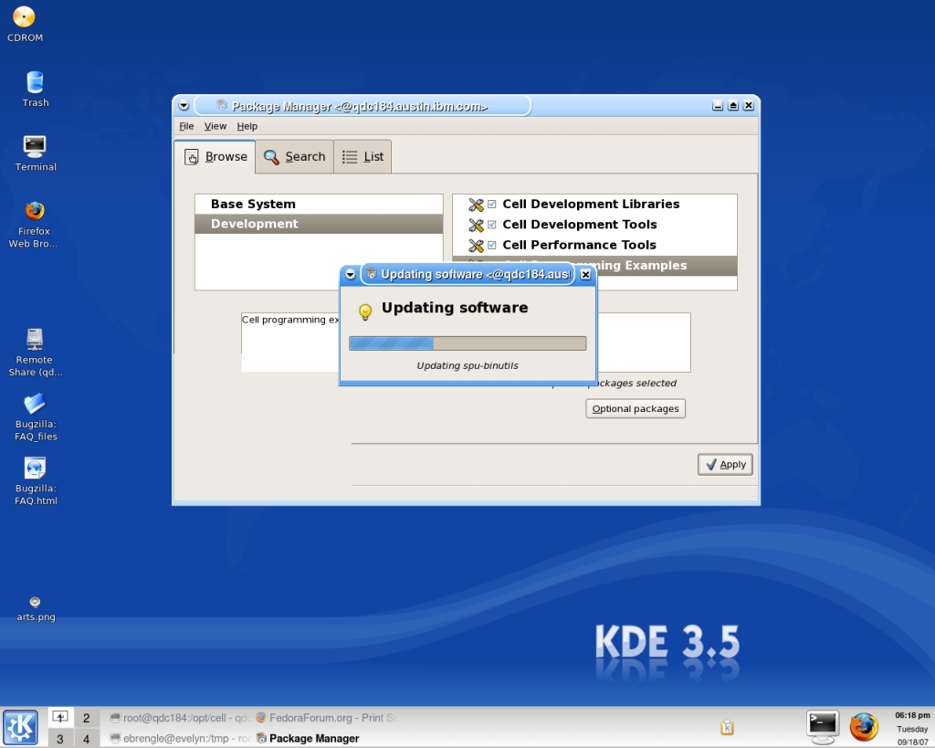 Updating software window