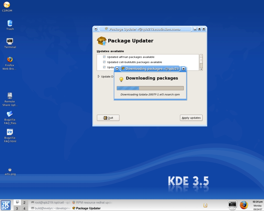 Downloading packages window