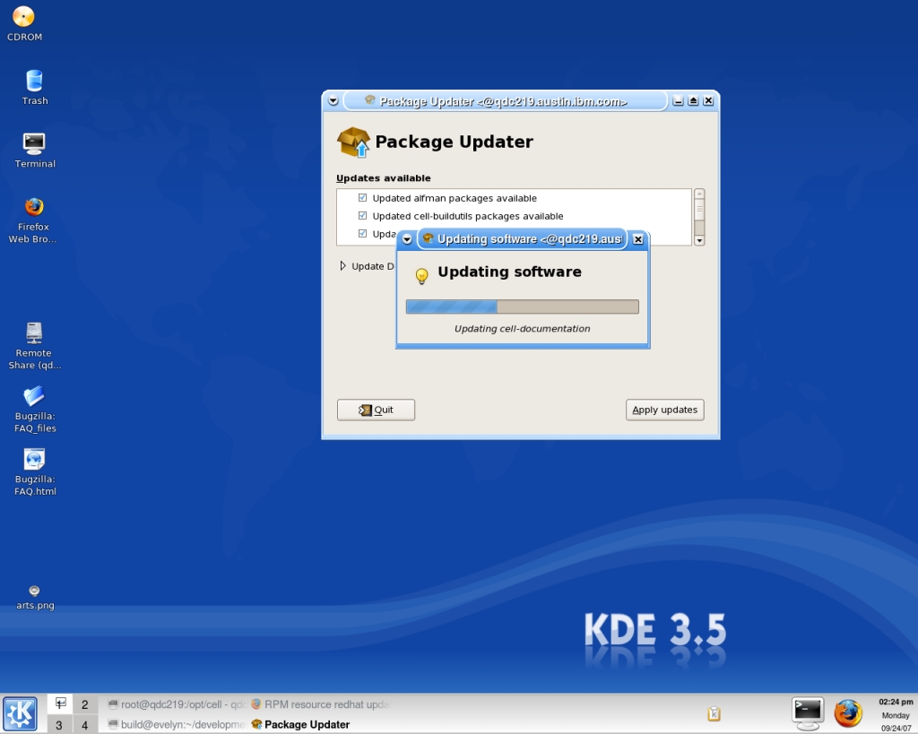 Updating software window