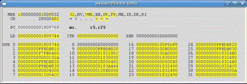PPE general-purpose registers window